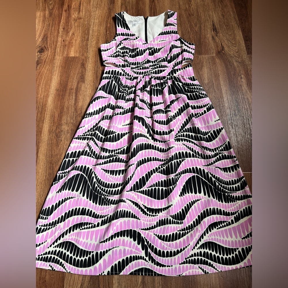 Anthropologie Donna Morgan Dagny Pink Black Cutout Sleeveless Midi Dress Size 10 - Picture 2 of 8